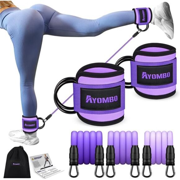 Ankle Resistance Bands with Cuffs, Home Gym Workout Equipment, Lifting Glute - Picture 1 of 7